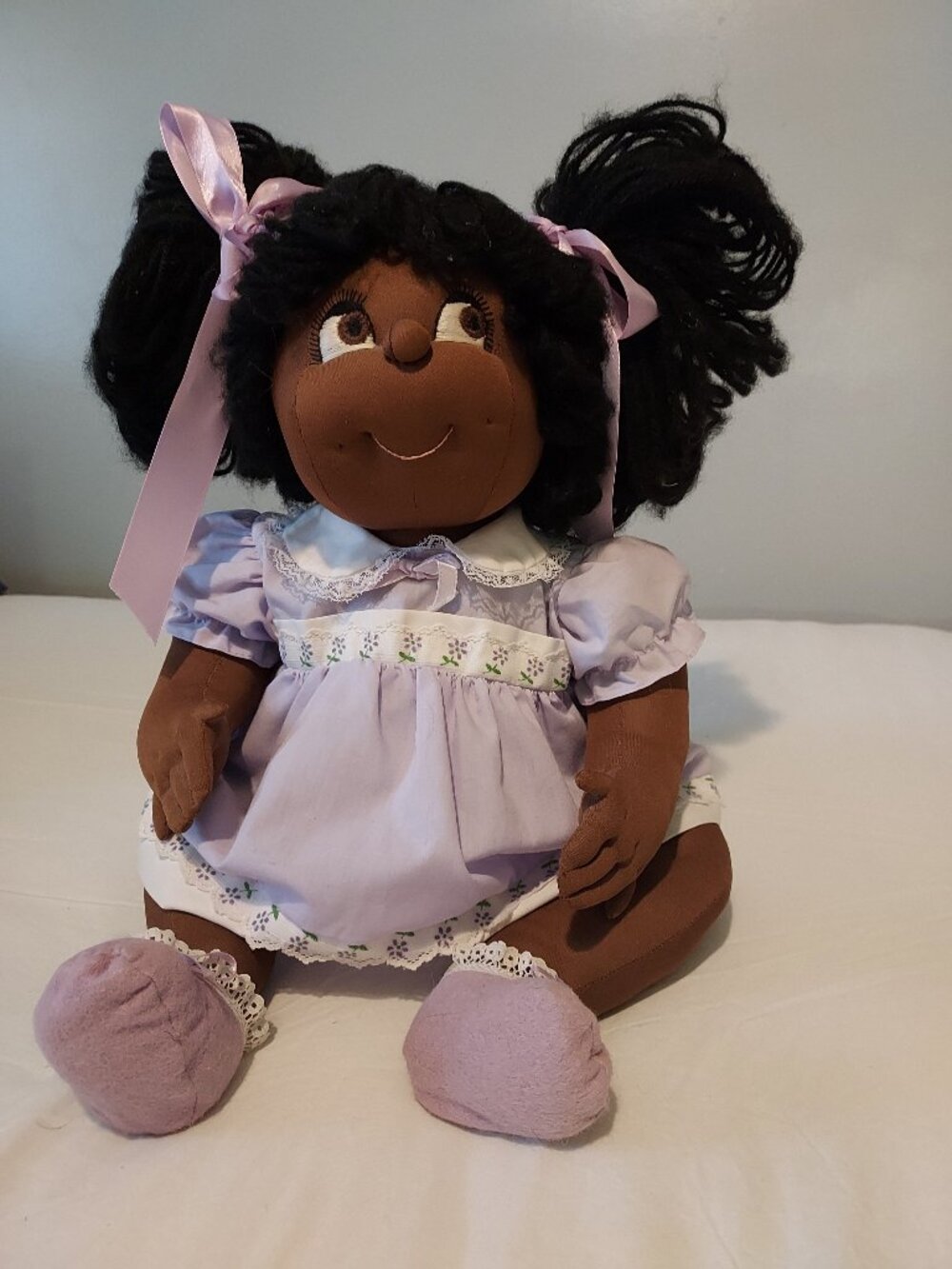 Vintage African American Soft Sculpture Baby Doll 1984